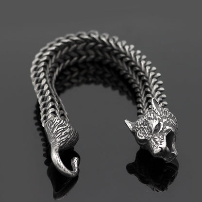 Mens Black Wolf Bracelet