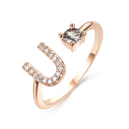 Women's Gold Letter Initial Ring