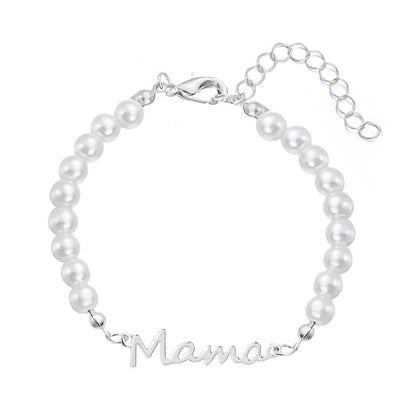 Mother's Day Letter Mama Pearl Necklace Bracelet Set