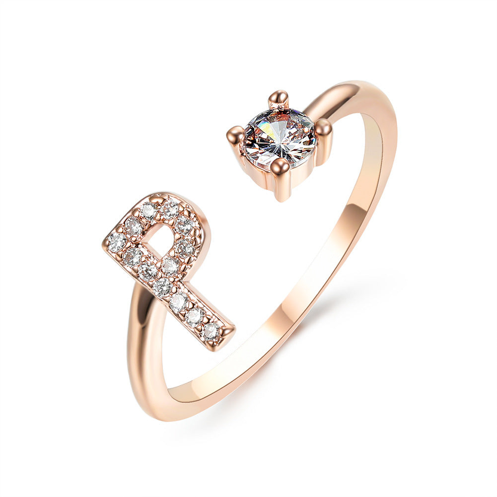 Women's Gold Letter Initial Ring