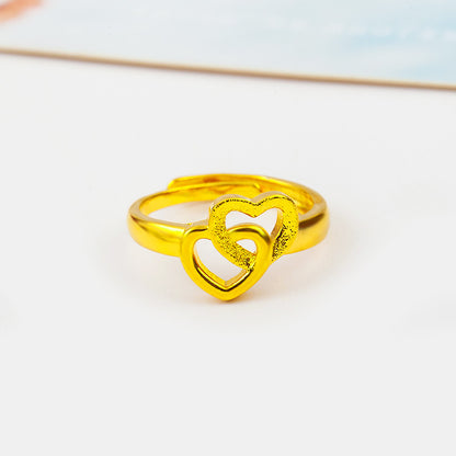 Double Hearted Gold Ring