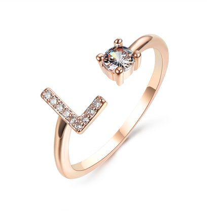 Women's Gold Letter Initial Ring