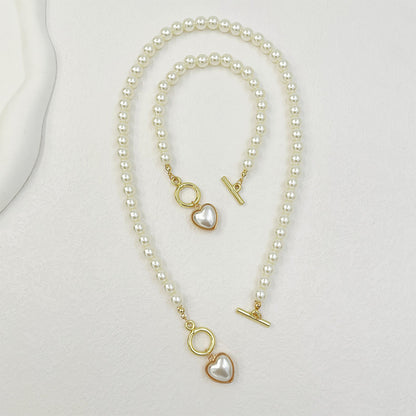 Granny Pearls love Necklace and Bracelet set