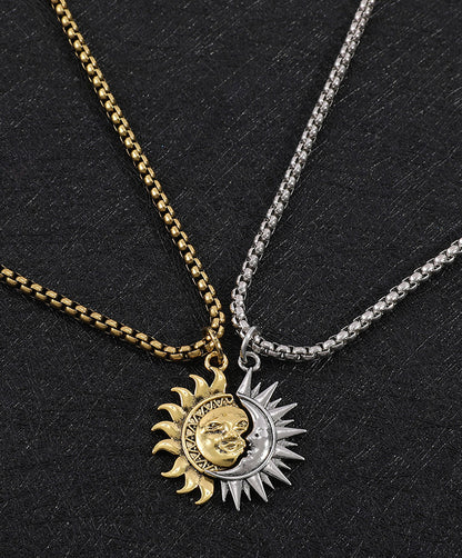 Sun And Moon Necklace and Earrings
