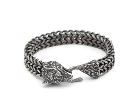 Mens Black Wolf Bracelet